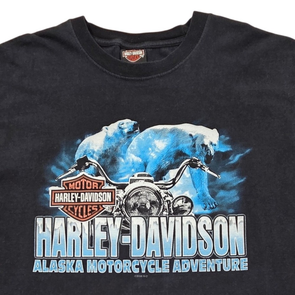 Vintage Harley Davidson Kenai Peninsula Alaska Motorcycle Black T-Shirt Mens XL